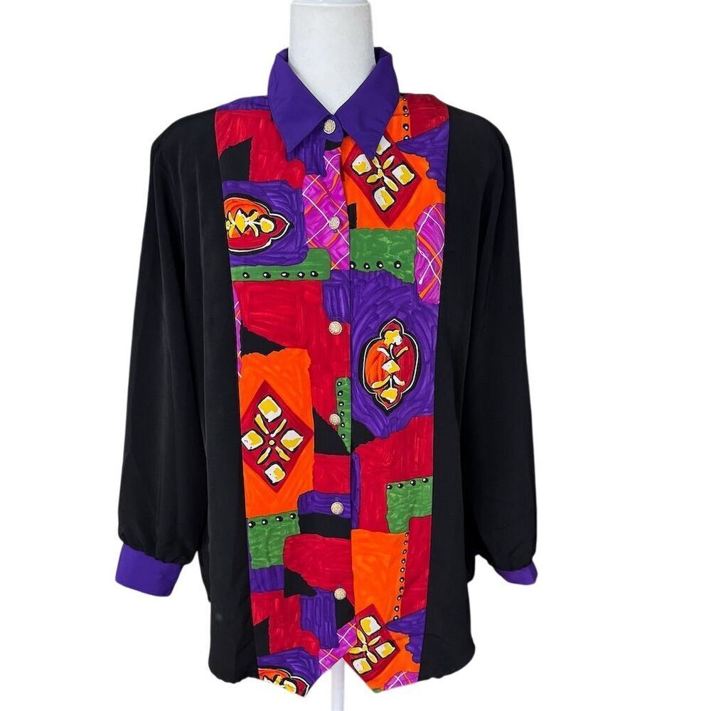 Vintage Maggie Sweet Colorblock Blouse Women's Size 1X